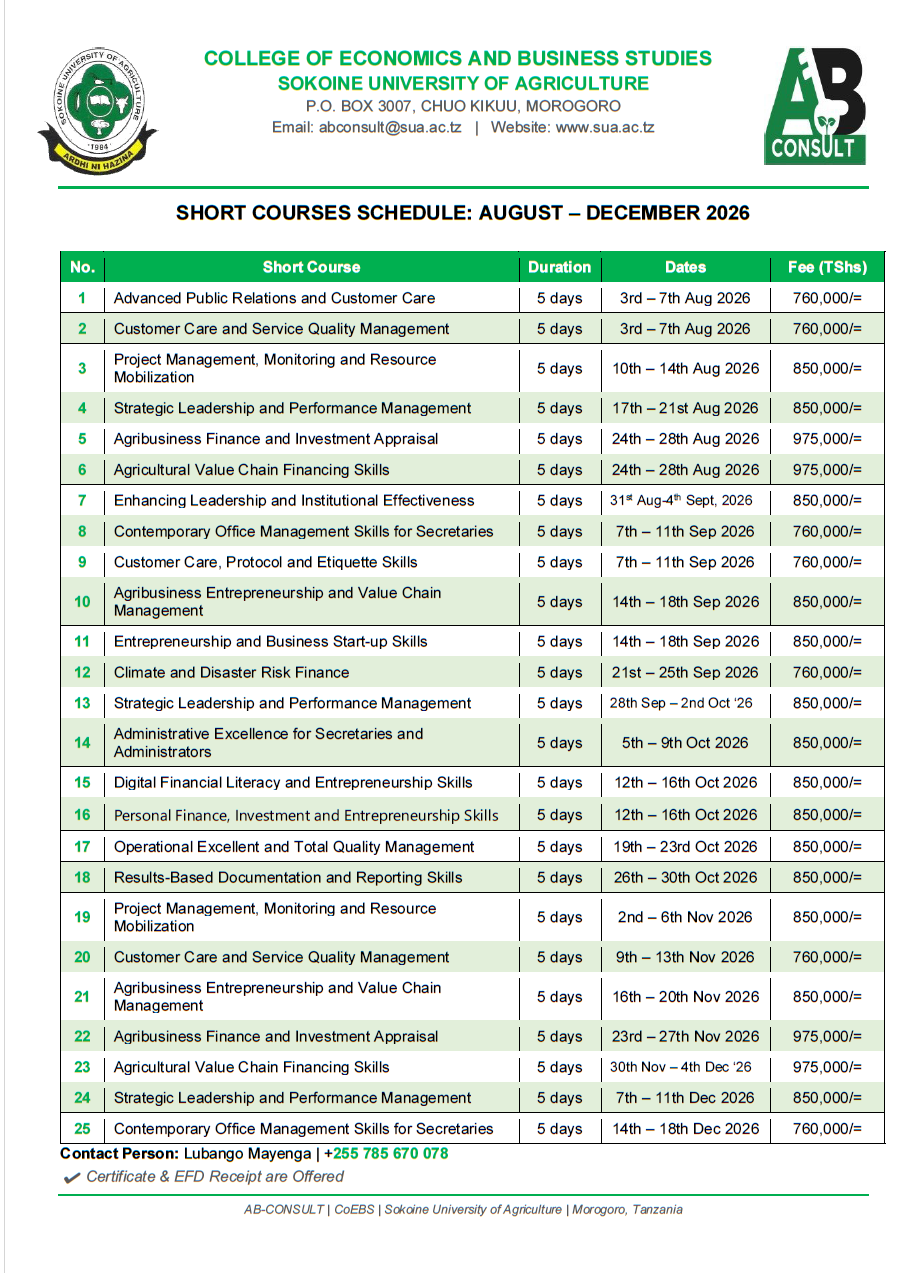 SHORTCOURSE AUG-DEC 2026