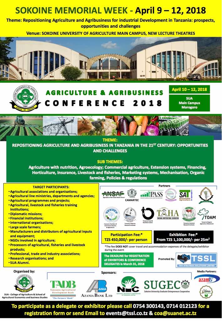The week is scheduled with exhibitions of agricultural technologies and a series of presentations from both academic and the private sector. You are all invited to take part in the most inspiring week of the year 2018.