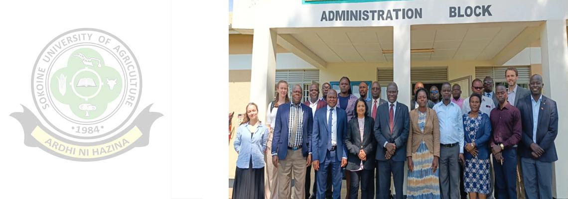 ECOFOOD project team in a group photo with members of Gulu University management led by Prof. Openjuru (fifth from extreme left in the front row) before its launching.