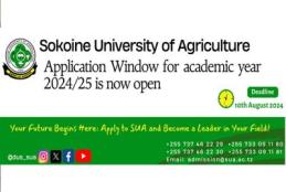 CALL FOR APPLICATIONS for Undergraduate Programmes in the Academic Year 2024/2025 for SUA